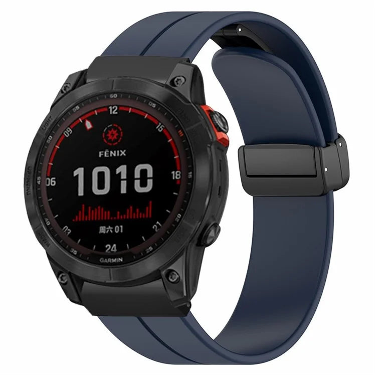 For Garmin Fenix 7X / 6X / 5X Watch Strap Magnetic Buckle Silicone Band with 26mm PC Connector