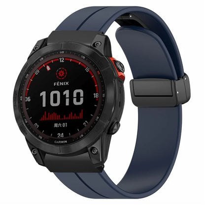 For Garmin Fenix 7X / 6X / 5X Watch Strap Magnetic Buckle Silicone Band with 26mm PC Connector
