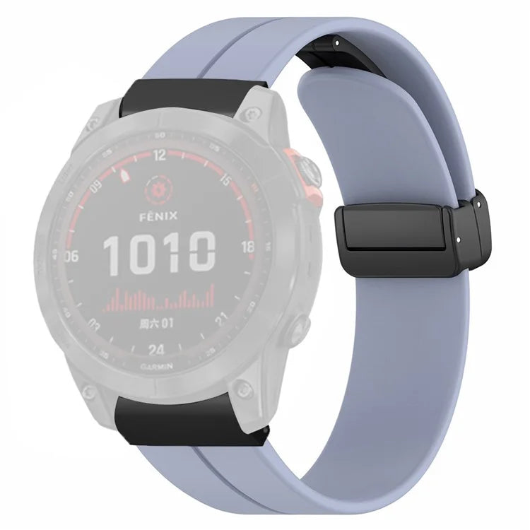 For Garmin Fenix 7X / 6X / 5X Watch Strap Magnetic Buckle Silicone Band with 26mm PC Connector