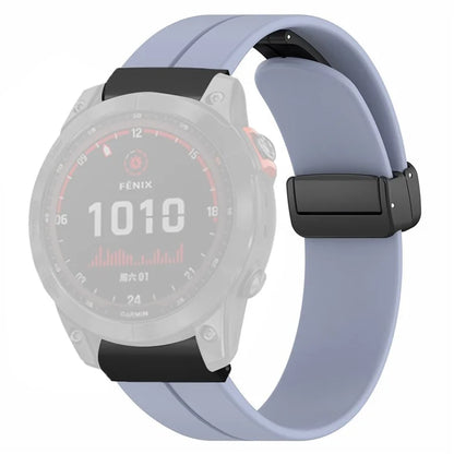 For Garmin Fenix 7X / 6X / 5X Watch Strap Magnetic Buckle Silicone Band with 26mm PC Connector