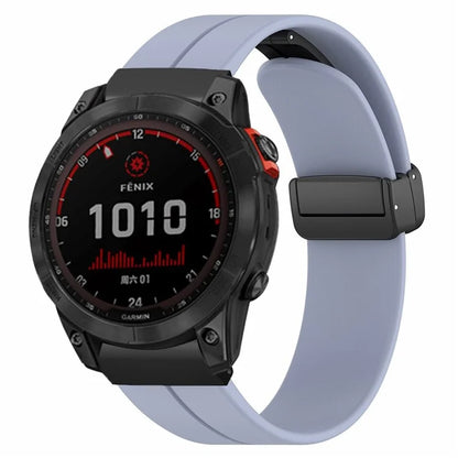 For Garmin Fenix 7X / 6X / 5X Watch Strap Magnetic Buckle Silicone Band with 26mm PC Connector