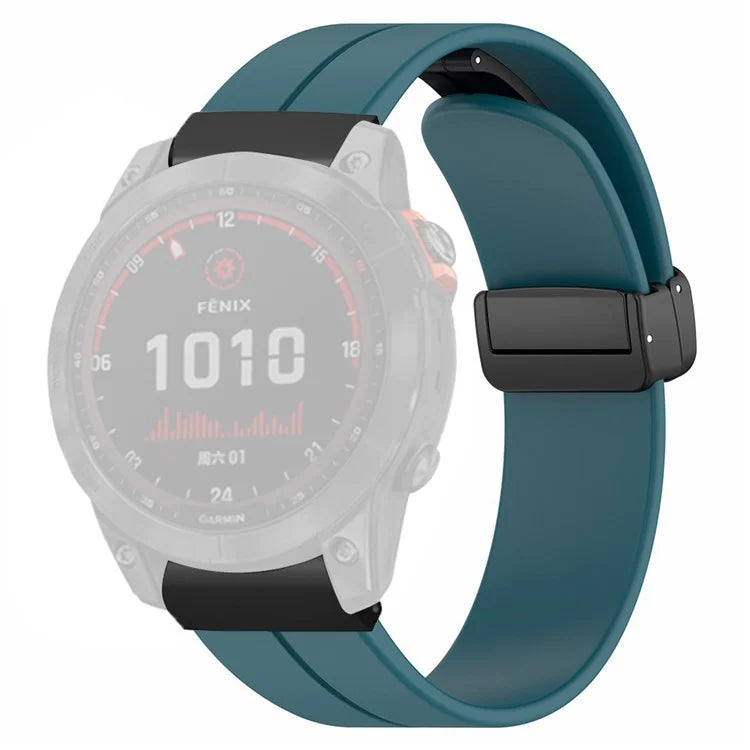 For Garmin Fenix 7X / 6X / 5X Watch Strap Magnetic Buckle Silicone Band with 26mm PC Connector