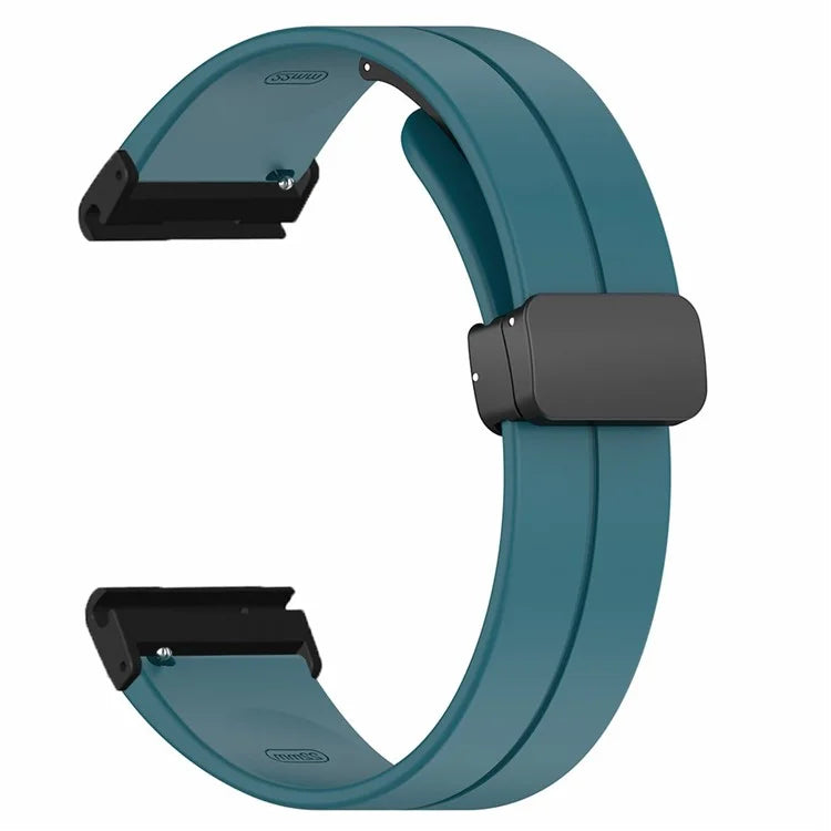 For Garmin Fenix 7X / 6X / 5X Watch Strap Magnetic Buckle Silicone Band with 26mm PC Connector