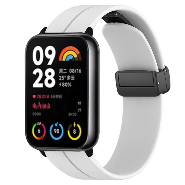 For Xiaomi Smart Band 8 Pro Silicone Watch Strap Wristband with Magnetic Folding Buckle