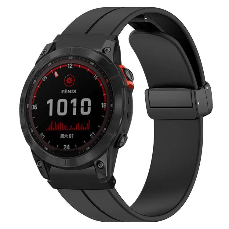 For Garmin Fenix 7 / 6 / 5 / Huami Amazfit Falcon Silicone Watch Band Magnetic Buckle Strap with 22mm PC Connector