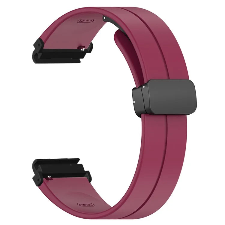 For Garmin Fenix 7 / 6 / 5 / Huami Amazfit Falcon Silicone Watch Band Magnetic Buckle Strap with 22mm PC Connector