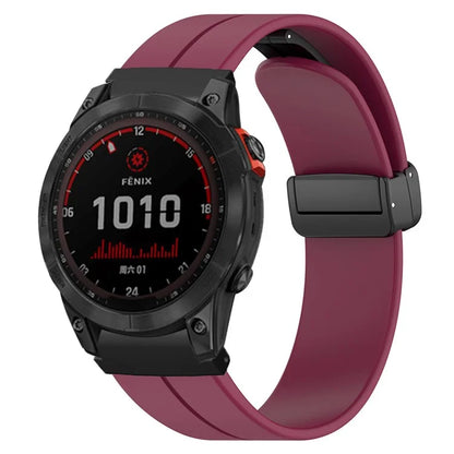 For Garmin Fenix 7 / 6 / 5 / Huami Amazfit Falcon Silicone Watch Band Magnetic Buckle Strap with 22mm PC Connector
