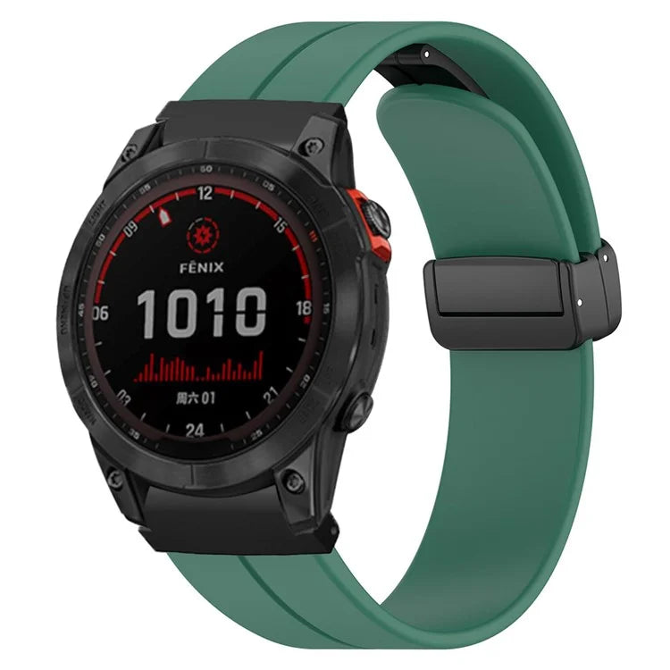 For Garmin Fenix 7 / 6 / 5 / Huami Amazfit Falcon Silicone Watch Band Magnetic Buckle Strap with 22mm PC Connector