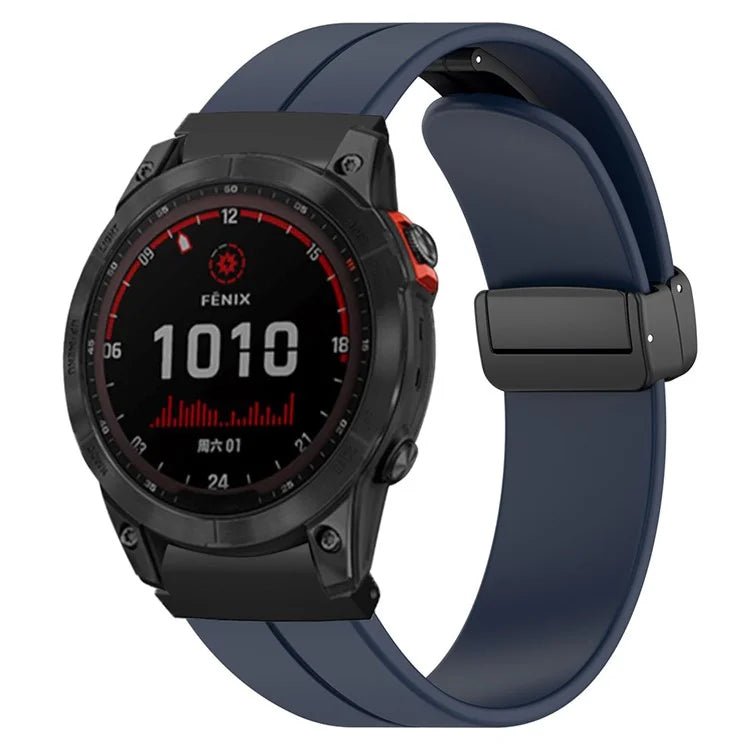For Garmin Fenix 7 / 6 / 5 / Huami Amazfit Falcon Silicone Watch Band Magnetic Buckle Strap with 22mm PC Connector