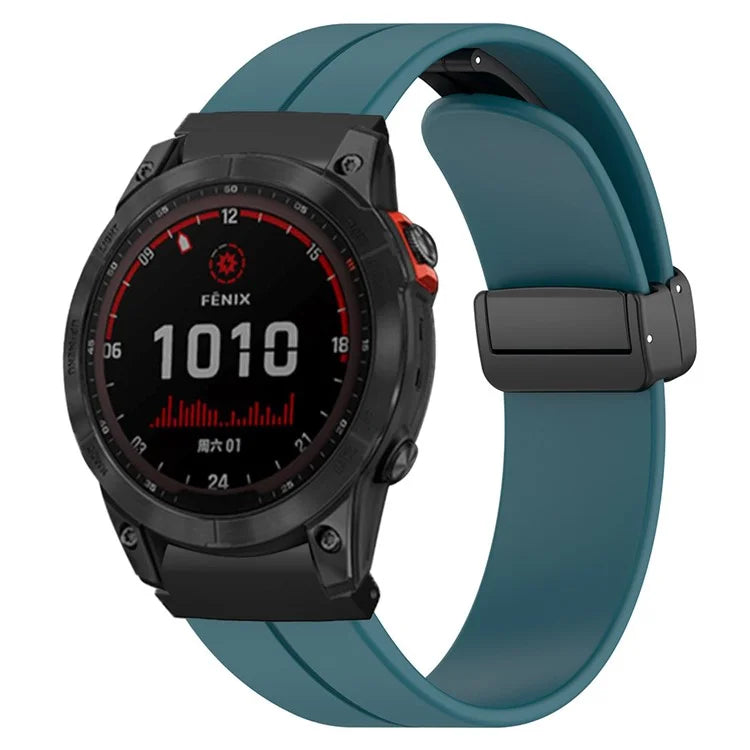 For Garmin Fenix 7 / 6 / 5 / Huami Amazfit Falcon Silicone Watch Band Magnetic Buckle Strap with 22mm PC Connector