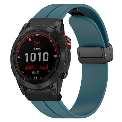 For Garmin Fenix 7 / 6 / 5 / Huami Amazfit Falcon Silicone Watch Band Magnetic Buckle Strap with 22mm PC Connector