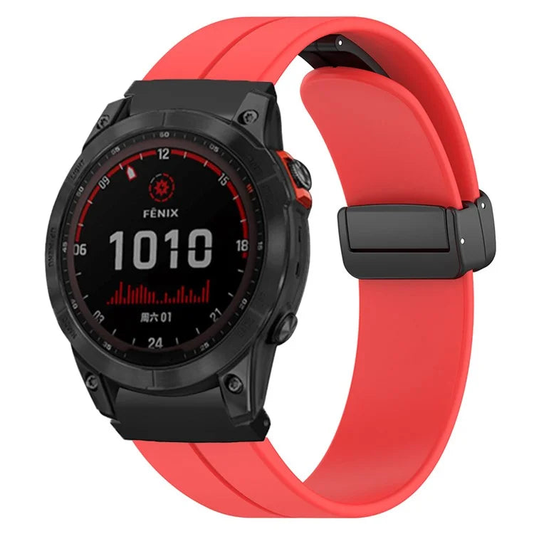 For Garmin Fenix 7S / 7S Solar / 6S / 5S Watch Strap Magnetic Buckle Silicone Band with 20mm PC Connector