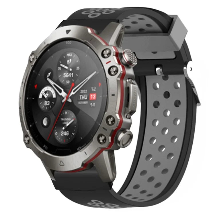 For Huami Amazfit Falcon / Garmin Fenix 7 / 6 / 5 Dual Color Watch Band Silicone Strap with 22mm PC Connector