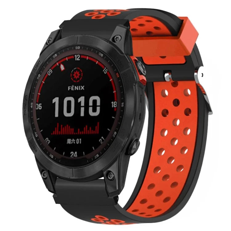 For Huami Amazfit Falcon / Garmin Fenix 7 / 6 / 5 Dual Color Watch Band Silicone Strap with 22mm PC Connector