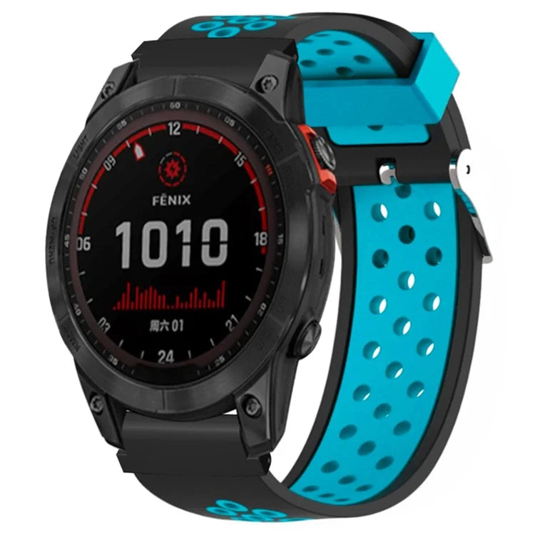 For Huami Amazfit Falcon / Garmin Fenix 7 / 6 / 5 Dual Color Watch Band Silicone Strap with 22mm PC Connector