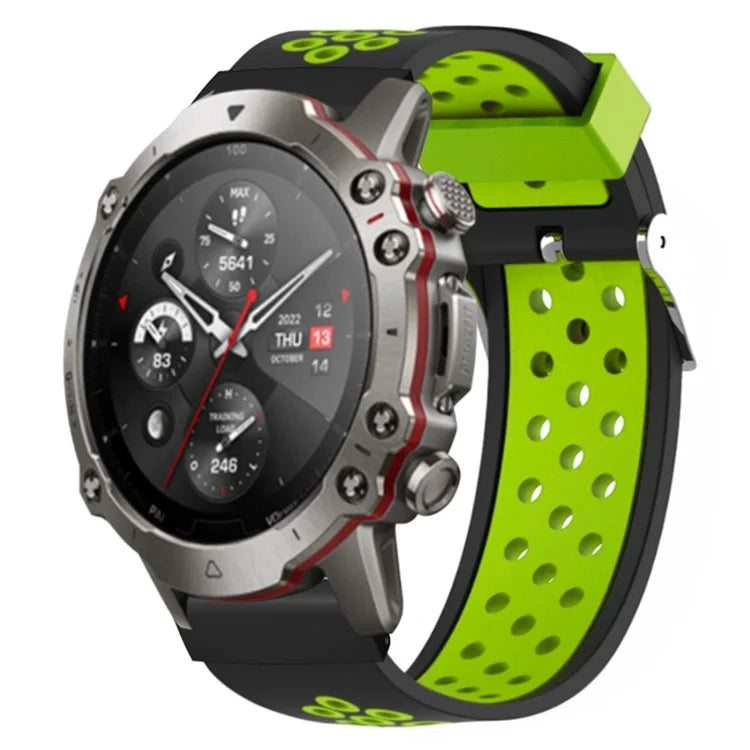 For Huami Amazfit Falcon / Garmin Fenix 7 / 6 / 5 Dual Color Watch Band Silicone Strap with 22mm PC Connector