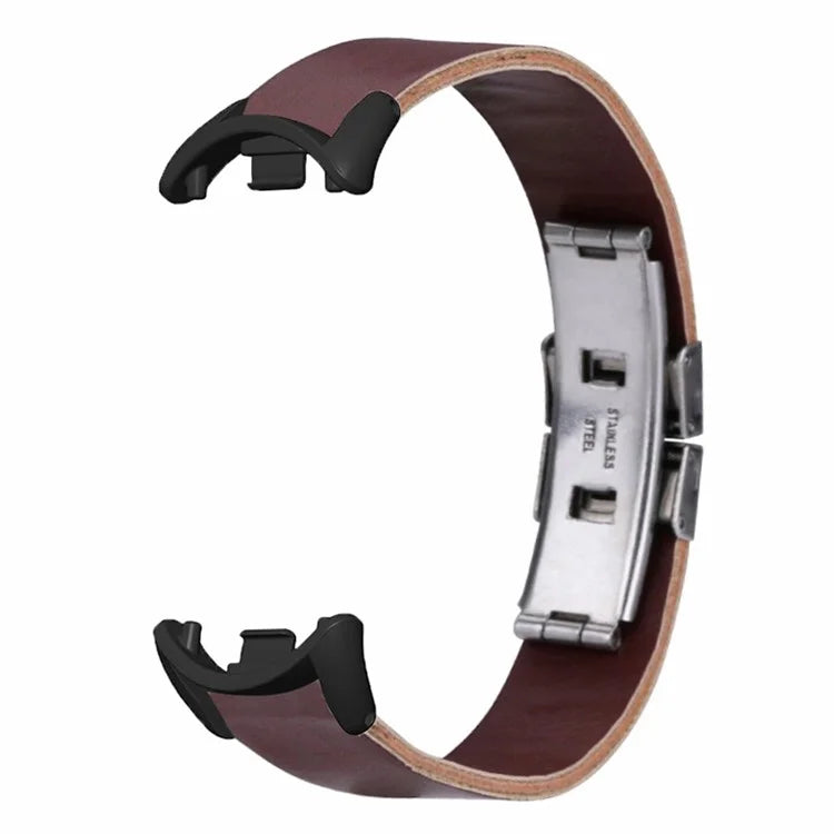 For Xiaomi Smart Band 8 / 8 NFC Leather Watch Strap Butterfly Buckle Replacement Band