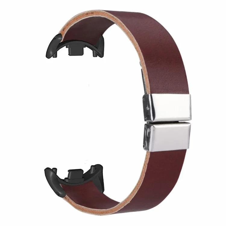 For Xiaomi Smart Band 8 / 8 NFC Leather Watch Strap Butterfly Buckle Replacement Band