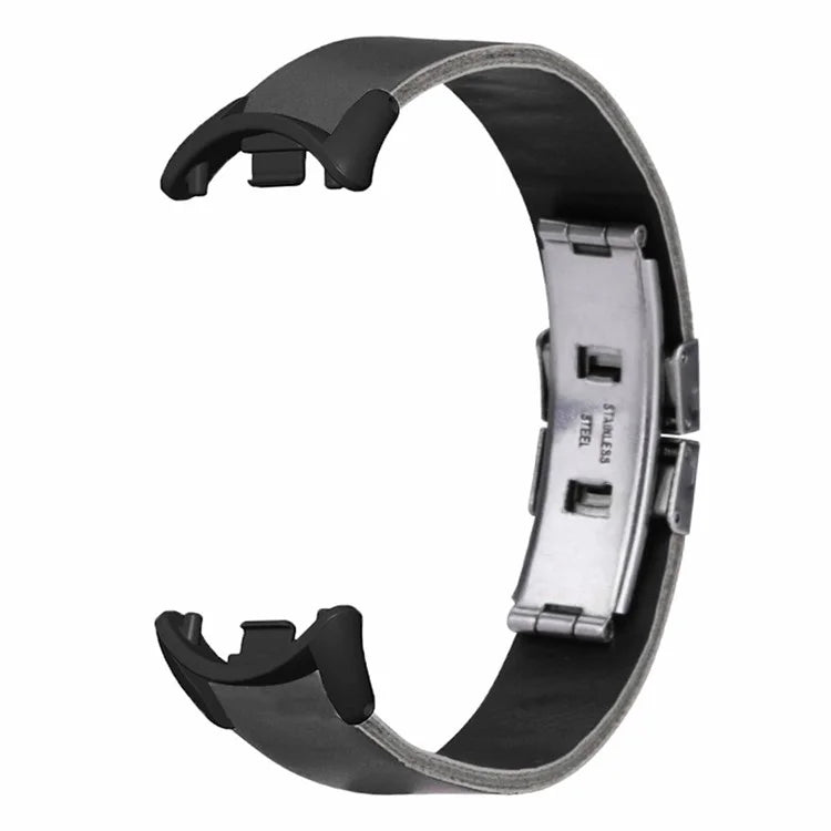 For Xiaomi Smart Band 8 / 8 NFC Leather Watch Strap Butterfly Buckle Replacement Band