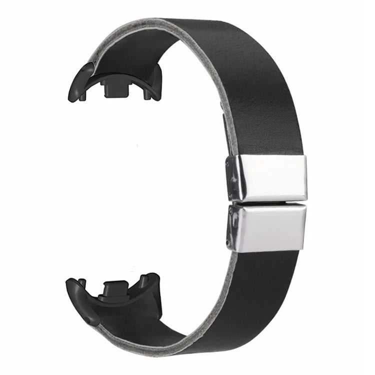 For Xiaomi Smart Band 8 / 8 NFC Leather Watch Strap Butterfly Buckle Replacement Band