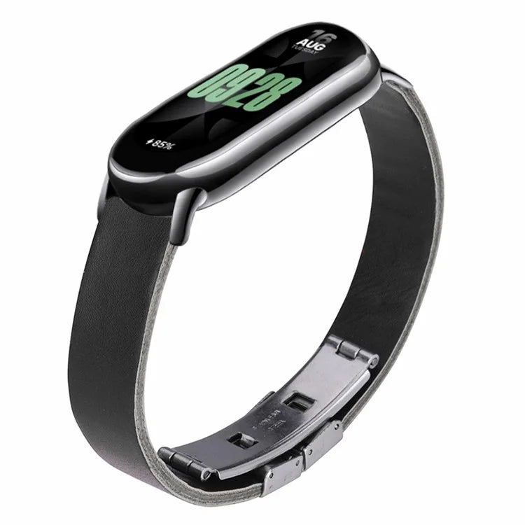 For Xiaomi Smart Band 8 / 8 NFC Leather Watch Strap Butterfly Buckle Replacement Band