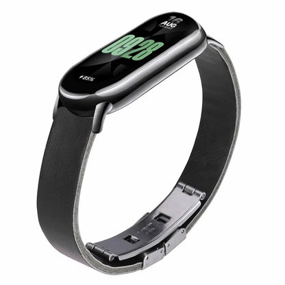 For Xiaomi Smart Band 8 / 8 NFC Leather Watch Strap Butterfly Buckle Replacement Band