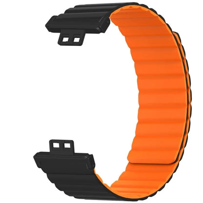 For Huawei Watch Fit / Watch Fit Special Edition Watch Band Magnetic Silicone Strap Replacement+Orange