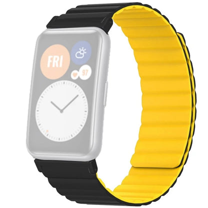 For Huawei Watch Fit / Watch Fit Special Edition Watch Band Magnetic Silicone Strap Replacement+Yellow