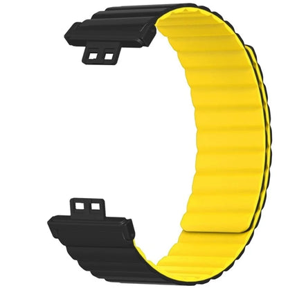 For Huawei Watch Fit / Watch Fit Special Edition Watch Band Magnetic Silicone Strap Replacement+Yellow