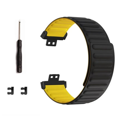 For Huawei Watch Fit / Watch Fit Special Edition Watch Band Magnetic Silicone Strap Replacement+Yellow