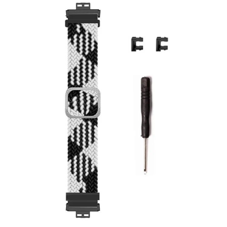 For Huawei Watch Fit / Watch Fit Special Edition Watch Band Nylon Braided Elastic Wrist Strap+White