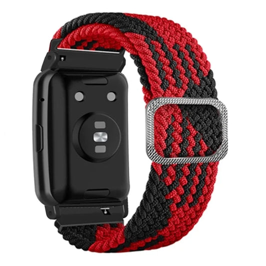 For Huawei Watch Fit / Watch Fit Special Edition Watch Band Nylon Braided Elastic Wrist Strap+Black