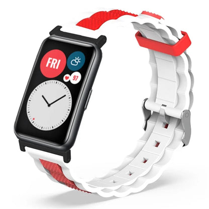 For Huawei Watch Fit / Watch Fit Special Edition Watch Band Dual Color Wave Design Silicone Strap