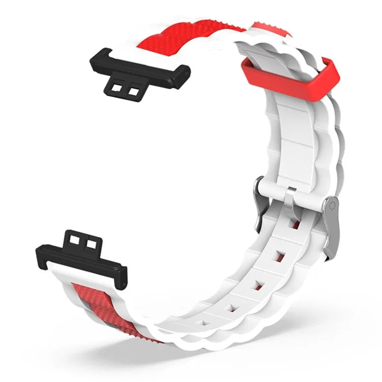 For Huawei Watch Fit / Watch Fit Special Edition Watch Band Dual Color Wave Design Silicone Strap