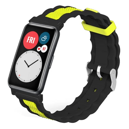 For Huawei Watch Fit / Watch Fit Special Edition Watch Band Dual Color Wave Design Silicone Strap