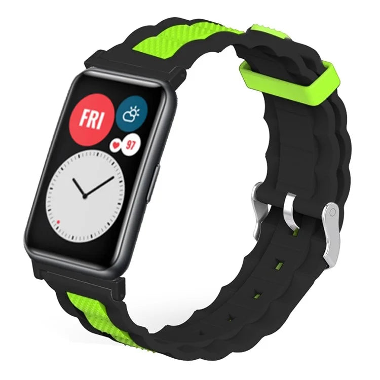 For Huawei Watch Fit / Watch Fit Special Edition Watch Band Dual Color Wave Design Silicone Strap