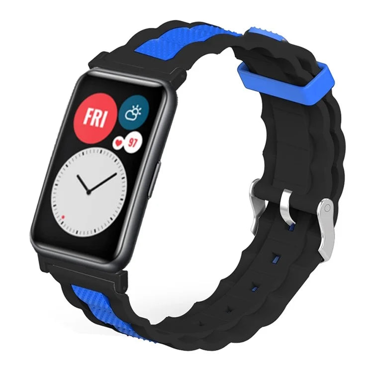For Huawei Watch Fit / Watch Fit Special Edition Watch Band Dual Color Wave Design Silicone Strap
