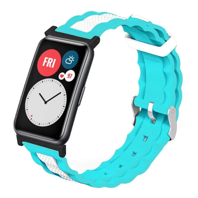 For Huawei Watch Fit / Watch Fit Special Edition Watch Band Dual Color Wave Design Silicone Strap