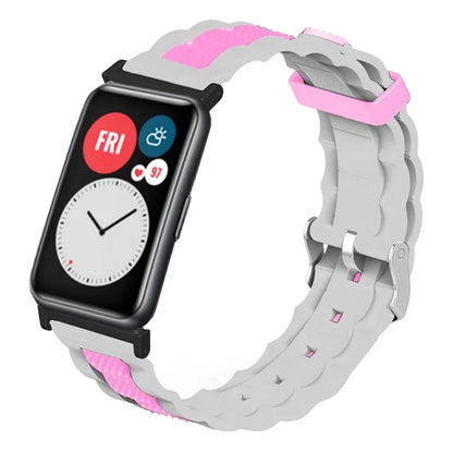 For Huawei Watch Fit / Watch Fit Special Edition Watch Band Dual Color Wave Design Silicone Strap