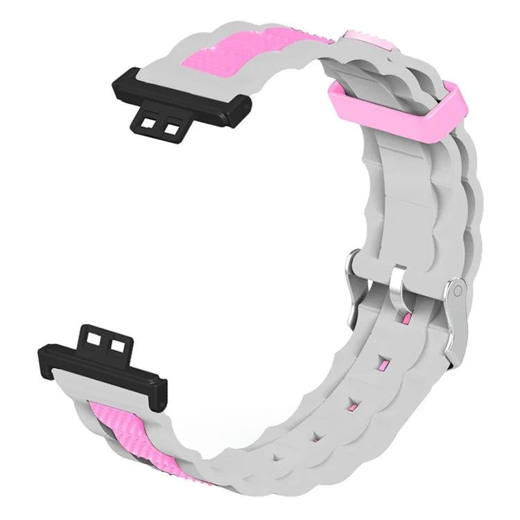 For Huawei Watch Fit / Watch Fit Special Edition Watch Band Dual Color Wave Design Silicone Strap