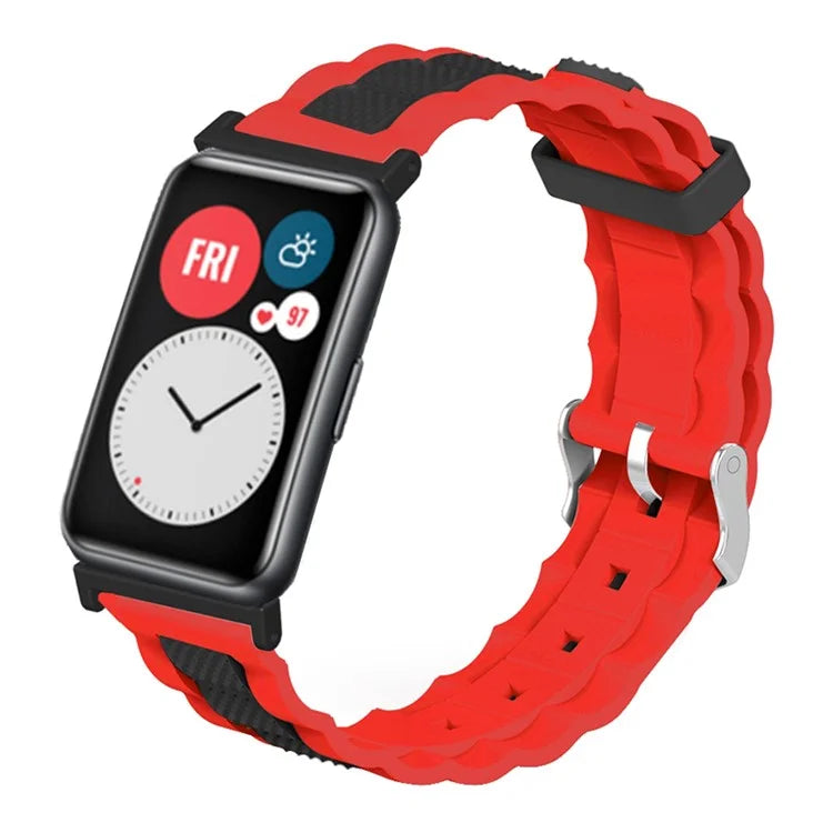 For Huawei Watch Fit / Watch Fit Special Edition Watch Band Dual Color Wave Design Silicone Strap