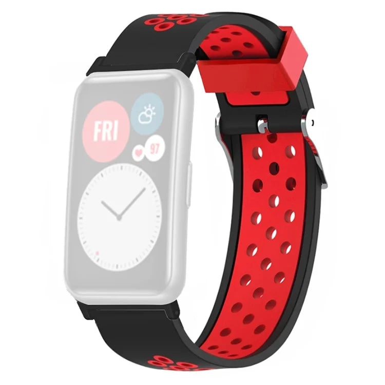 For Huawei Watch Fit / Watch Fit Special Edition Dual Color Silicone Watch Band with Breathable Holes