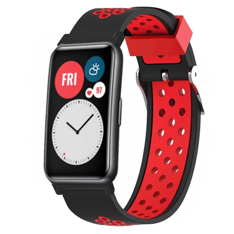 For Huawei Watch Fit / Watch Fit Special Edition Dual Color Silicone Watch Band with Breathable Holes