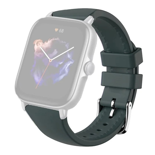 For Huami Amazfit GTS 4 / 3 / 2 / Mini / Bip U 20mm Smart Watch Strap Pin Buckle Silicone Bandish Green