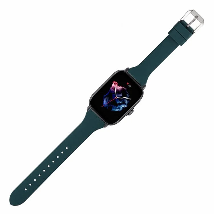 For Huami Amazfit GTS 4 / 3 / 2 / Mini / Bip U 20mm Smart Watch Strap Pin Buckle Silicone Bandish Green