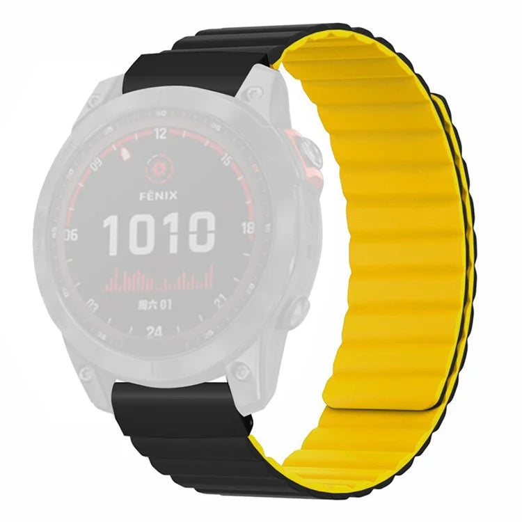 For Coros Vertix 2 / Garmin Fenix 7X / 6X / 5X Silicone Watch Band Magnetic Strap Replacement with 26mm PC Connector