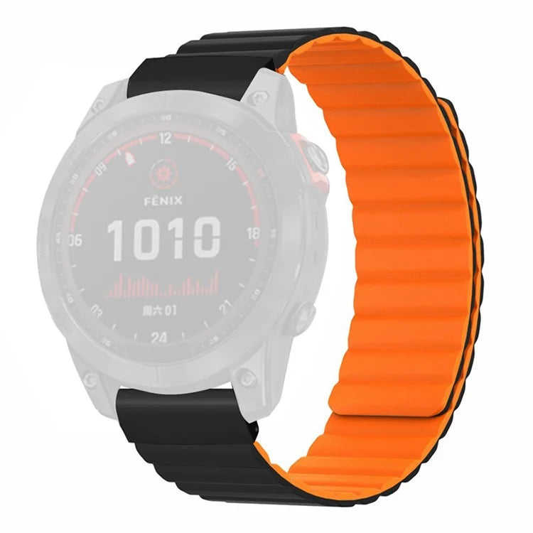 For Coros Vertix 2 / Garmin Fenix 7X / 6X / 5X Silicone Watch Band Magnetic Strap Replacement with 26mm PC Connector