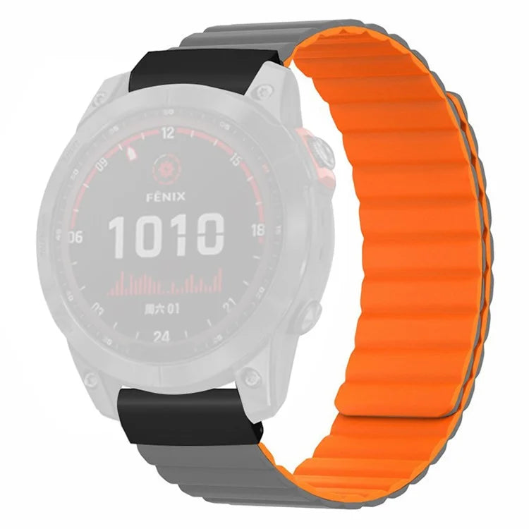 For Coros Vertix 2 / Garmin Fenix 7X / 6X / 5X Silicone Watch Band Magnetic Strap Replacement with 26mm PC Connector