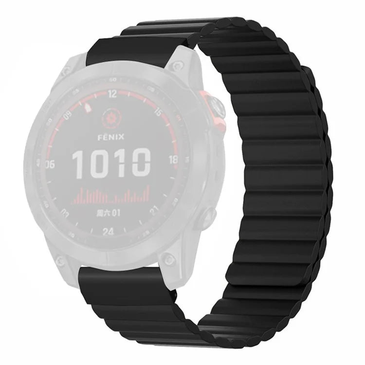 For Coros Vertix 2 / Garmin Fenix 7X / 6X / 5X Silicone Watch Band Magnetic Strap Replacement with 26mm PC Connector