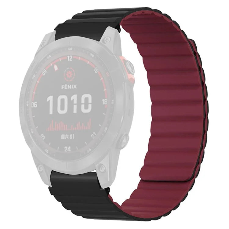 For Huami Amazfit Falcon / Garmin Fenix 7 / 6 / 5 Magnetic Watch Band Silicone Replacement Strap with 22mm PC Connector